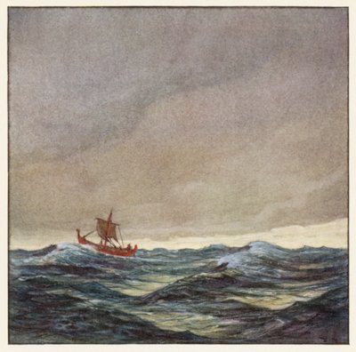 Rudyard Kipling: Sangen om den røde krigsbåd (farvelitografi) af Donald (after) Maxwell