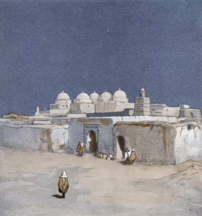 Sværdmoskeen ved Kairouan (farve litho) af Donald (after) Maxwell