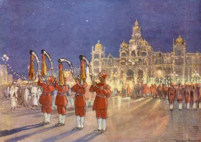 The Welcome at Mysore (farvelitografi) af Donald (after) Maxwell