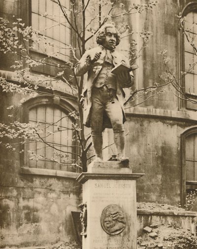 Dr. Johnson på hans piedestal, Wherece He Can See Fleet Street, c1935. af Donald McLeish