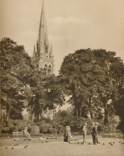 Stoke Newington in Summer-Time: The Bowling Green i Clissold Park, c1935. af Donald McLeish