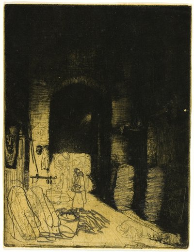 Interiør af Charcoal Shop, Firenze af Donald Shaw MacLaughlan