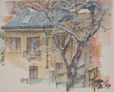 Busstoppested, 2011 (akvarel på papir) af Donatella Merlo
