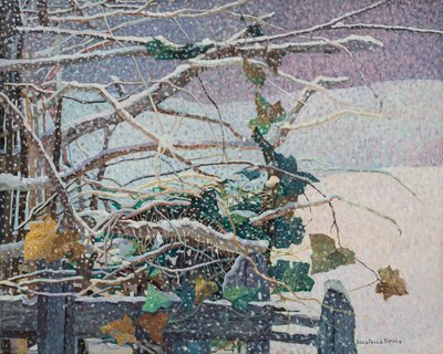 Snow falls, ca. 1987 (olie på lærred) af Donatella Merlo