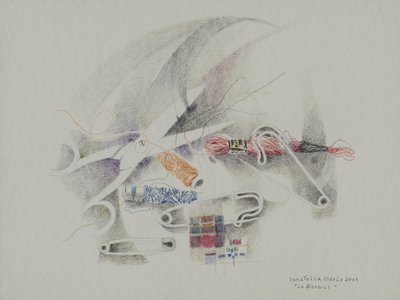 The Scissors, 2000 (farveblyanter på papir) af Donatella Merlo