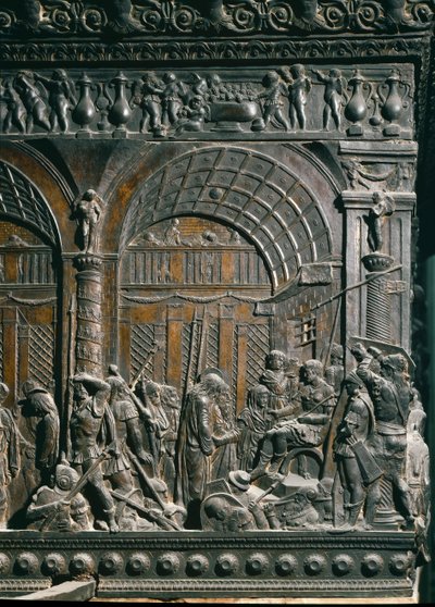 Kristus før Pontius Pilatus. Detalje. Lavrelief af venstre prædikestol, ca. 1460 ca af Donatello