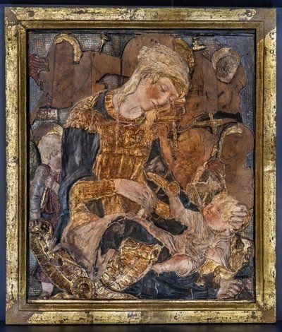 Madonna med barn og engle, før 1443 (polykrom stukkatur) af Donatello