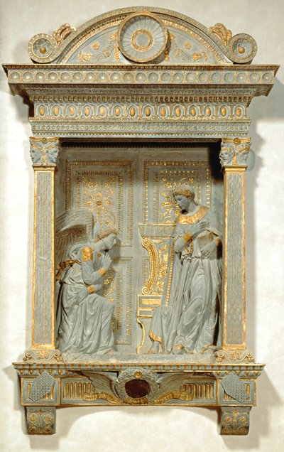 Bebudelsen (sten og guld) af Donatello