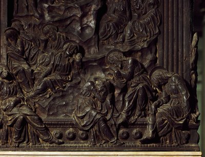 Tilbedelse i haven, detalje fra venstre prædikestol, af Donatello (1386-1466), Basilica of St Lawrence, Firenze, Italien af Donatello
