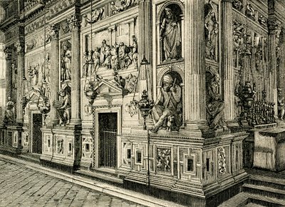 Marble Screen of Holy House, designet af Donato Bramante (1444-1514), Sanctuary of Holy House, Loreto, Marche, Italien af Donato Bramante