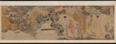 Exalted Gathering in the Green Woods, ca. 1620 (blæk og farve på papir) af Dong Qichang