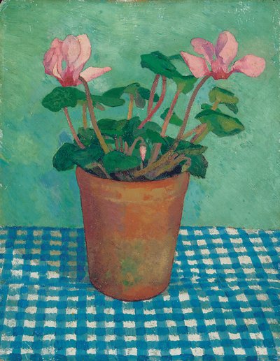 Cyclamen i en gryde (olie om bord) af Dora Carrington