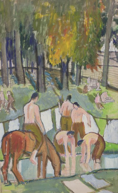 Soldiers at a Stream, 1920 (wc på papir) af Dora Carrington