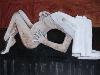 Abstrakt liggende nøgenfigur af Doris Schmitz