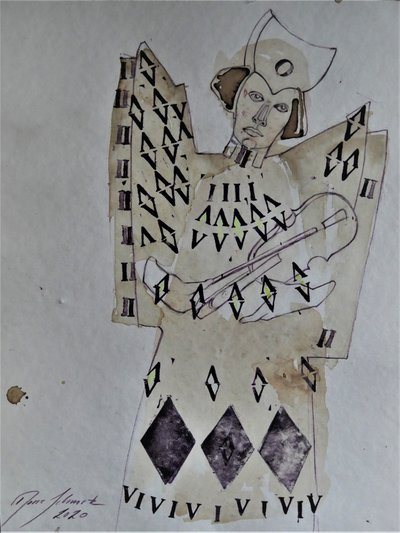 Engleagtig geometrisk musiker af Doris Schmitz