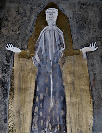Kontemplativ gylden figur af Doris Schmitz