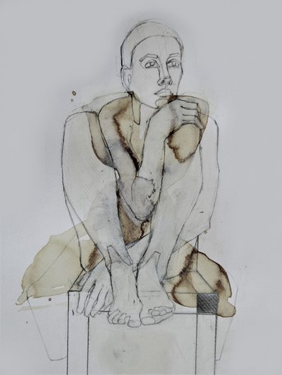 Kontemplativ siddende figur af Doris Schmitz