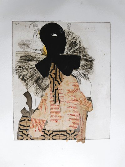 Collage af en maskeret figur af Doris Schmitz