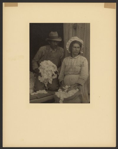 Landmandspar med plukket bomuld, det sydøstlige USA. af Doris Ulmann