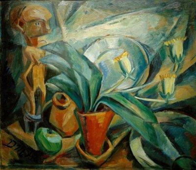 Stilleben med calla og figur af Dorothea Mätzel Johannsen