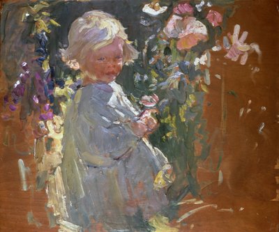 Plukker blomster (olie på karton) af Dorothea Sharp