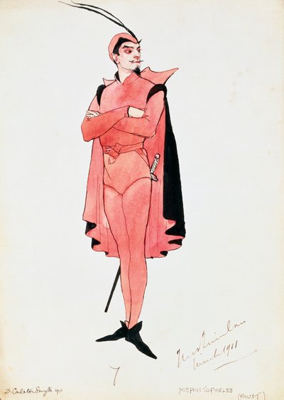 Kostume til Mephistopheles in Faust af Charles Gounod, skitse af Carleton Smyth, til opførelse i 1911, 20. århundrede af Dorothy Carleton Smyth