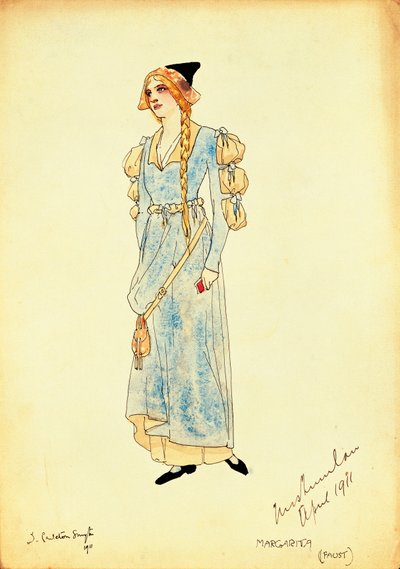 Kostumeskitse til Marguerite til forestillingen Faust, af Carleton Smyth af Dorothy Carleton Smyth