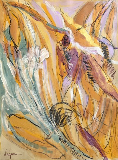 Livlige, abstrakte botaniske motiver af Dorothy Fagan