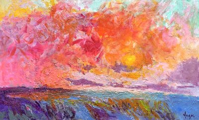 Et livligt havlandskab ved solnedgang af Dorothy Fagan