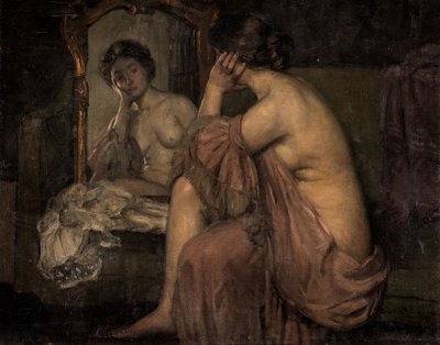 In Front of the Mirror (olie på lærred) af Douglas F. Robinson