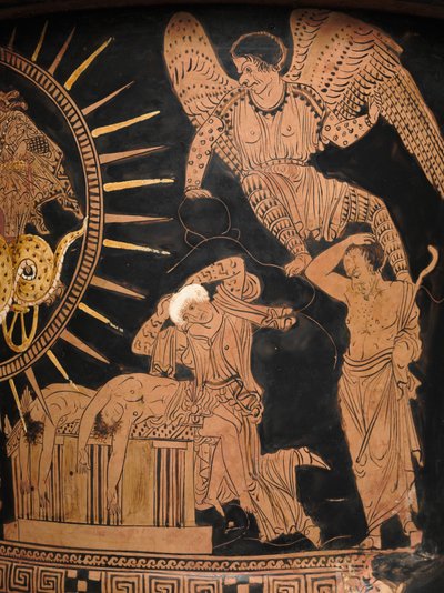 Detalje fra en rød-figur lekythos af Douris