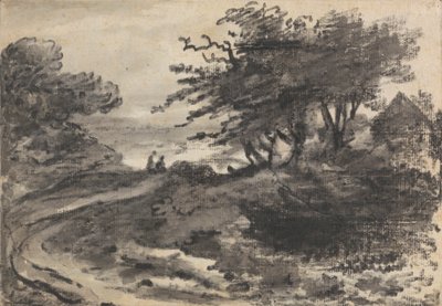 Landskab med Træer og to Figurer af Dr. Thomas Monro