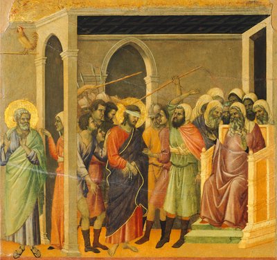 Kristus hånet, detaljer, recto af Maestà af Duccio di Buoninsegna