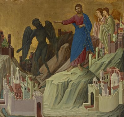 Fristelsen på bjerget af Duccio di Buoninsegna
