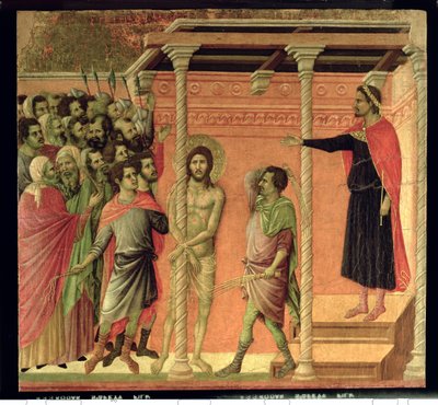 Flagellationen, fra Maesta-altertavlen, ca. 1308-11 (tempera på panel0 af Duccio di Buoninsegna