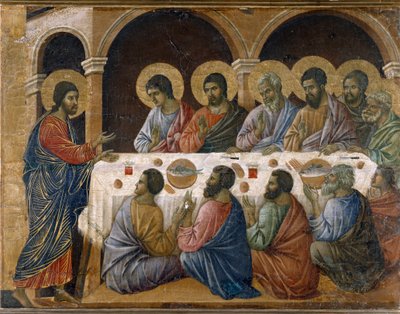 The Passion of Christ - Bagsiden af altertavlen. Olie på panel af Duccio di Buoninsegna