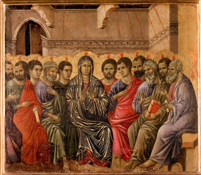 Pentecoot Bagsiden af Maesta-altertavlen af Duccio di Buoninsegna