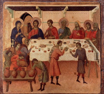 Brylluppet i Cana. Bagsiden af altertavlen (tempera og guld på træ af Duccio di Buoninsegna