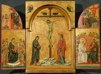 Triptykon: Korsfæstelsen og andre scener af Duccio di Buoninsegna