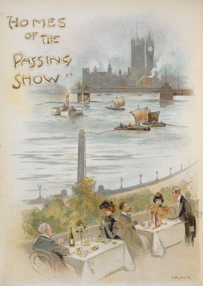 Illustreret titelblad, der viser en scene ved Themsen. af Dudley Hardy