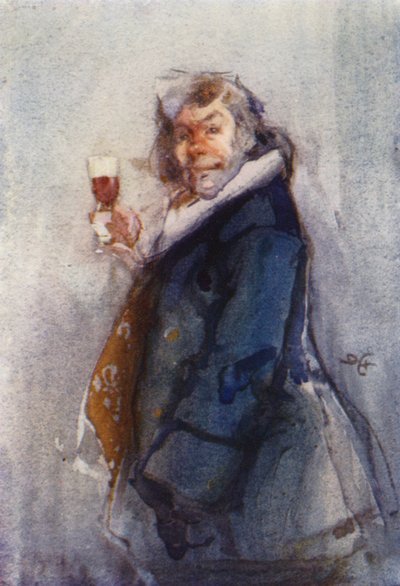 The Toper, tidsskitse, London Sketch Club (farve litho) af Dudley Hardy