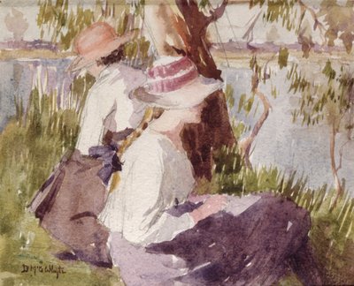 Studie af to piger (akvarel på papir) af Duncan McGregor Whyte