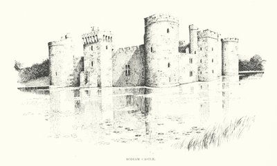 Bodiam Slot (litografi) af Duncan Moul
