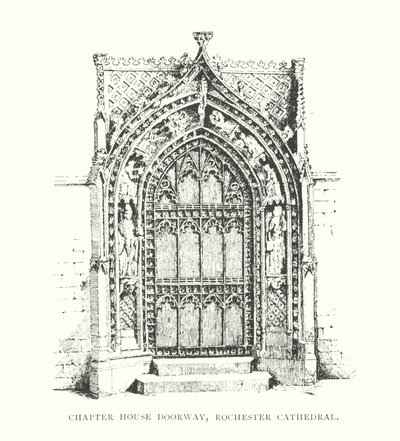Døråbningen til kapitelhuset, Rochester Cathedral (litografi) af Duncan Moul