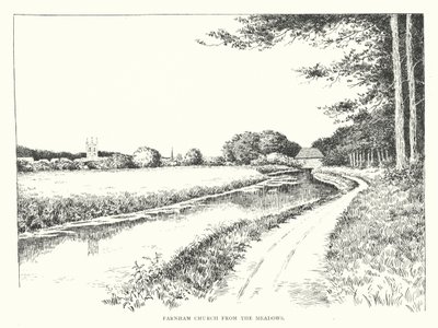 Farnham Church fra engene (litografi) af Duncan Moul