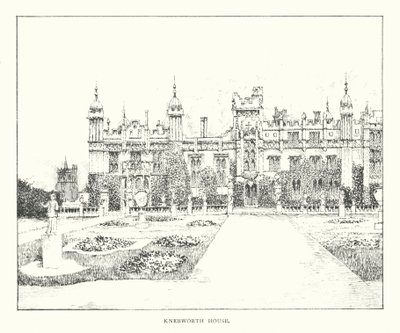 Knebworth House (litografi) af Duncan Moul