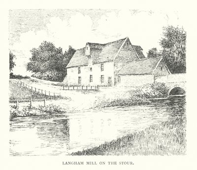 Langham Mill ved Stour (litografi) af Duncan Moul