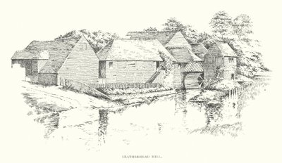 Leatherhead Mill (litografi) af Duncan Moul