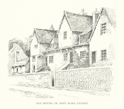 Gamle huse i Main Road, Lexden (litografi) af Duncan Moul