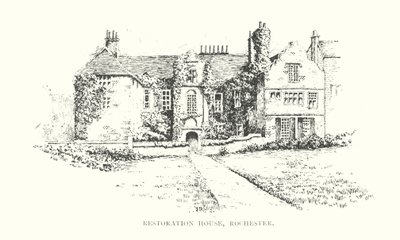 Restoration House, Rochester (litografi) af Duncan Moul